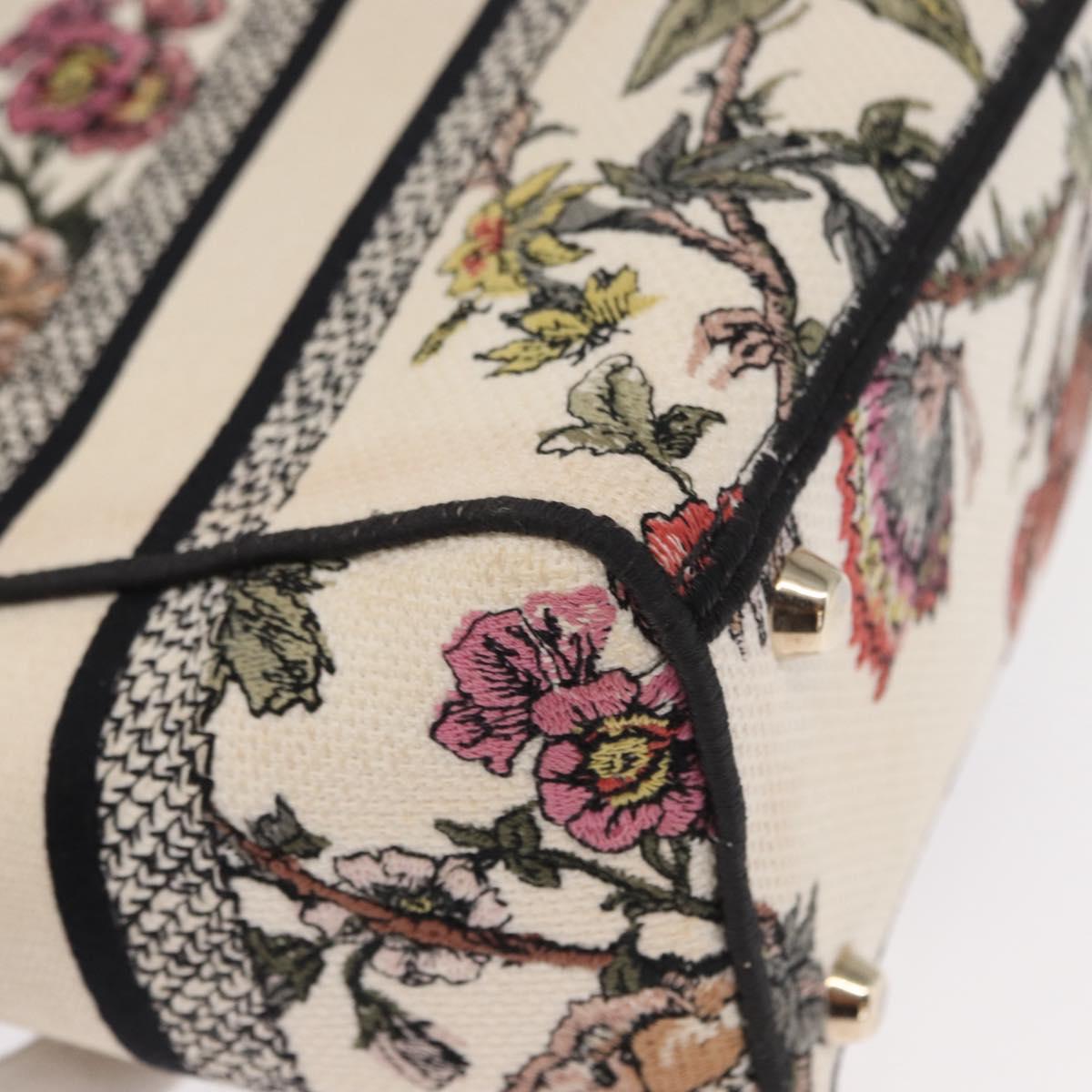 Christian Dior jardin Hand Bag Canvas 2way Beige Gold Auth bs31958