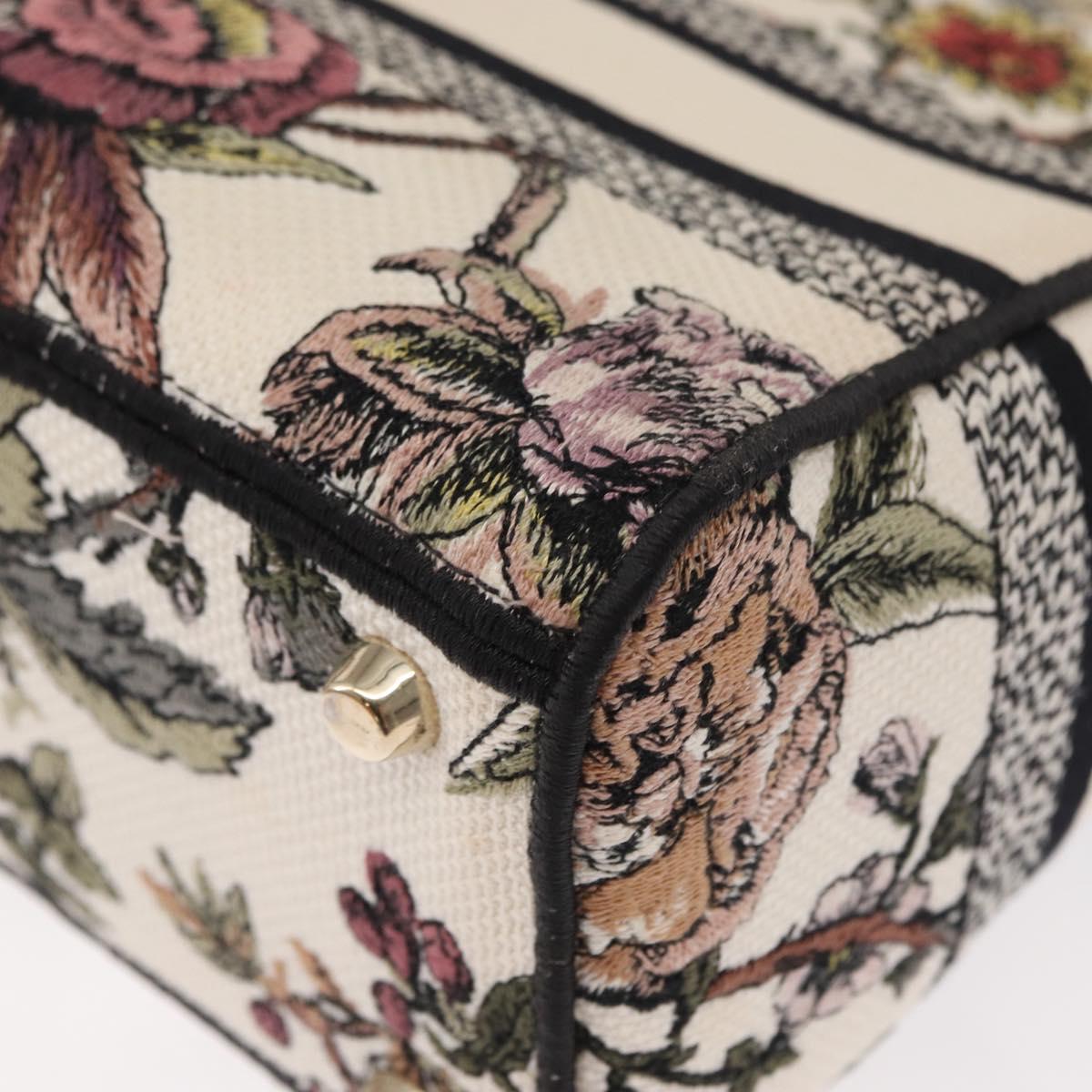 Christian Dior jardin Hand Bag Canvas 2way Beige Gold Auth bs31958