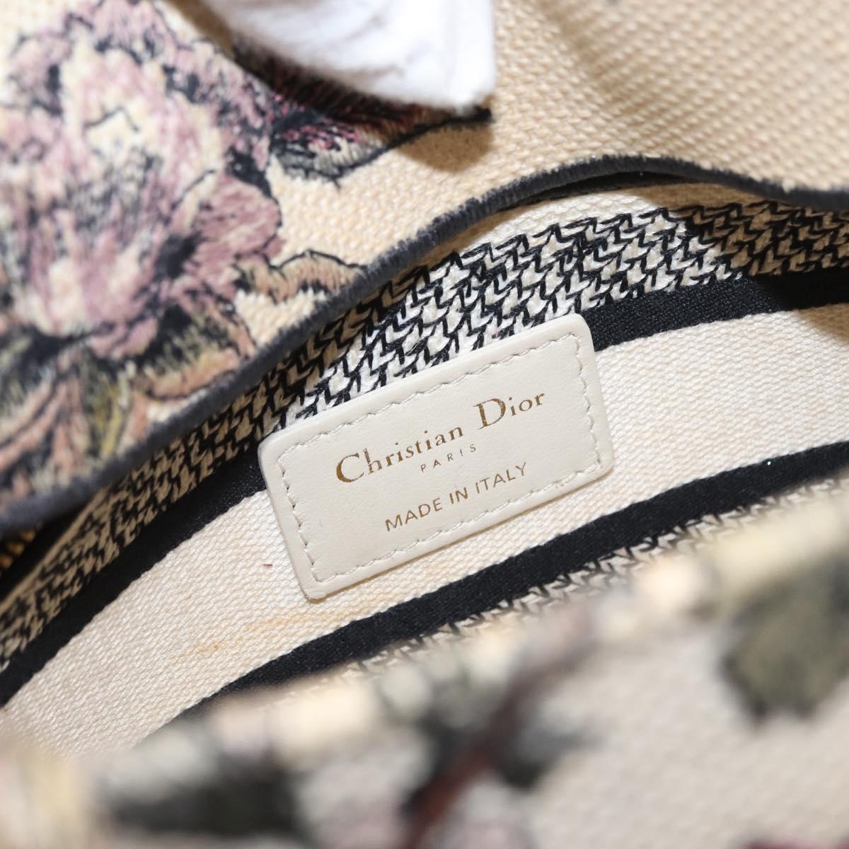 Christian Dior jardin Hand Bag Canvas 2way Beige Gold Auth bs31958