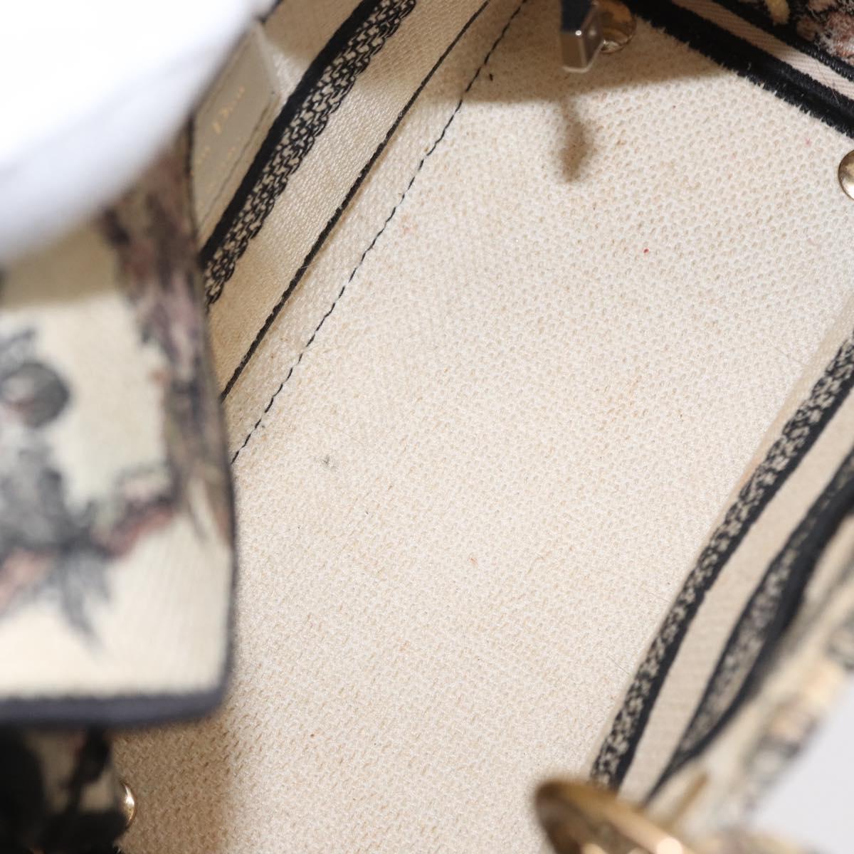 Christian Dior jardin Hand Bag Canvas 2way Beige Gold Auth bs31958