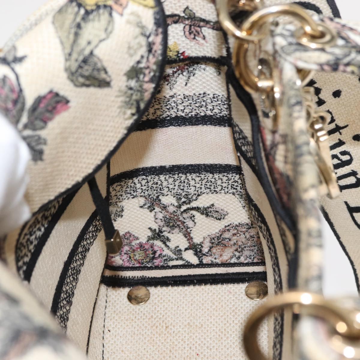 Christian Dior jardin Hand Bag Canvas 2way Beige Gold Auth bs31958