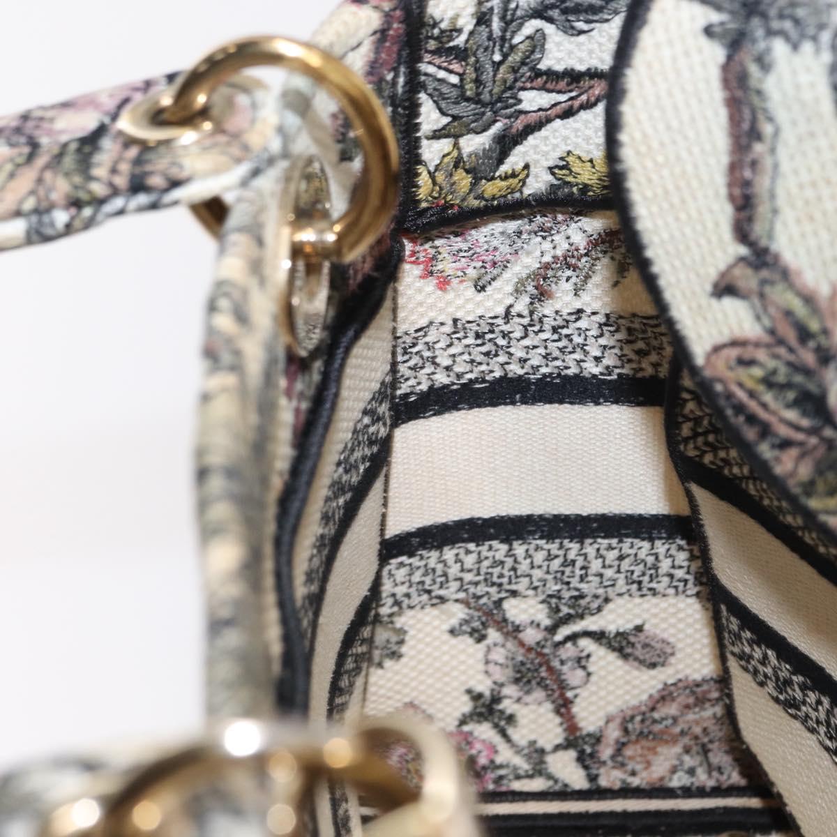 Christian Dior jardin Hand Bag Canvas 2way Beige Gold Auth bs31958