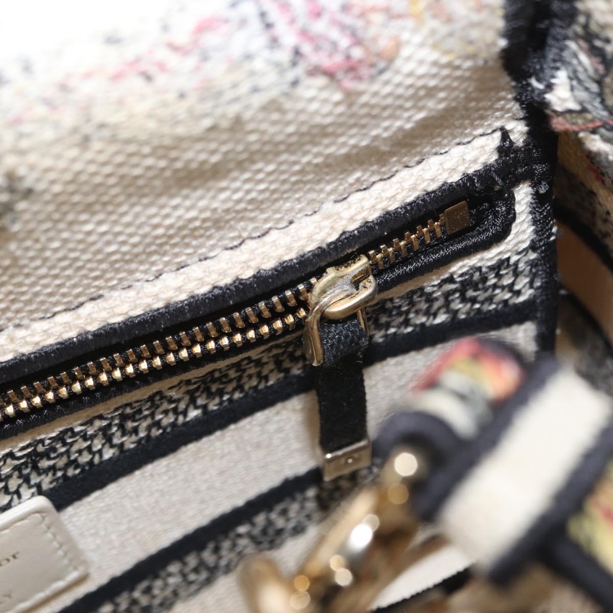 Christian Dior jardin Hand Bag Canvas 2way Beige Gold Auth bs31958