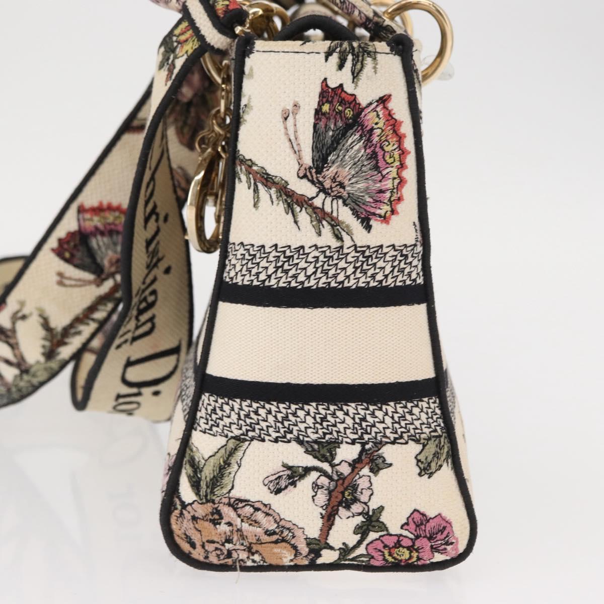 Christian Dior jardin Hand Bag Canvas 2way Beige Gold Auth bs31958