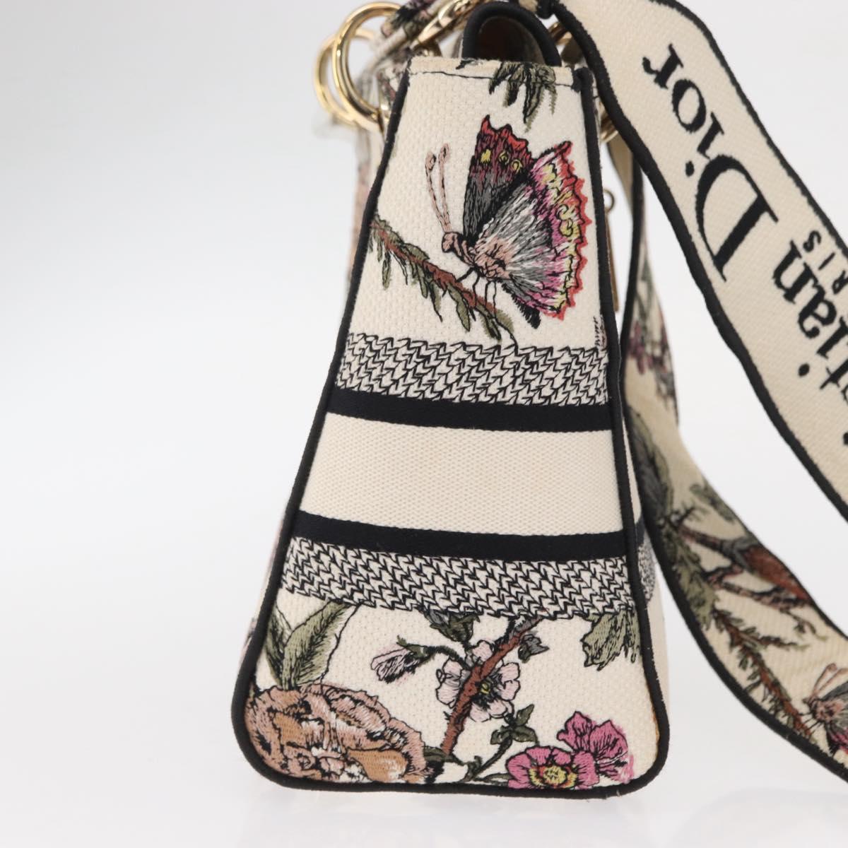 Christian Dior jardin Hand Bag Canvas 2way Beige Gold Auth bs31958