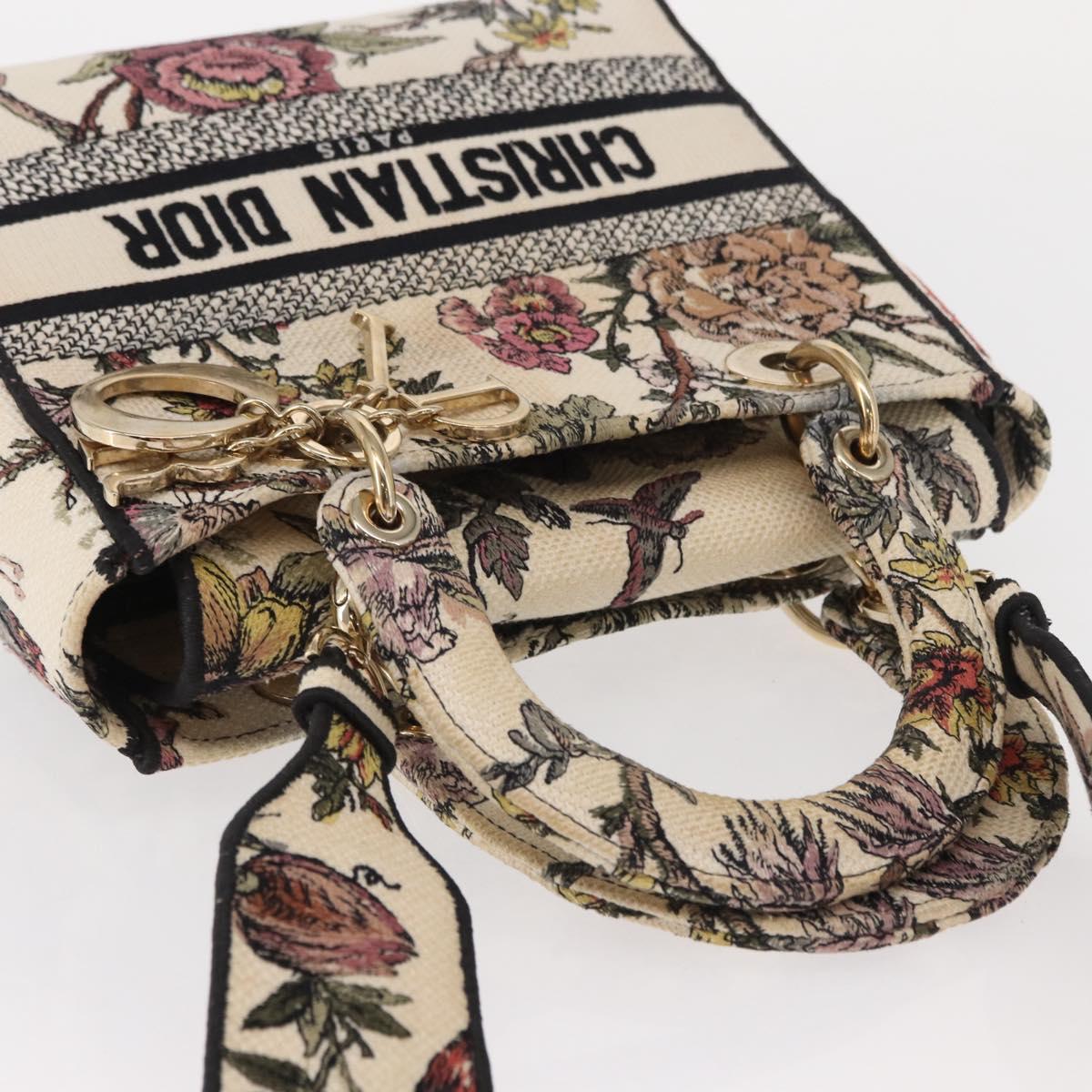 Christian Dior jardin Hand Bag Canvas 2way Beige Gold Auth bs31958