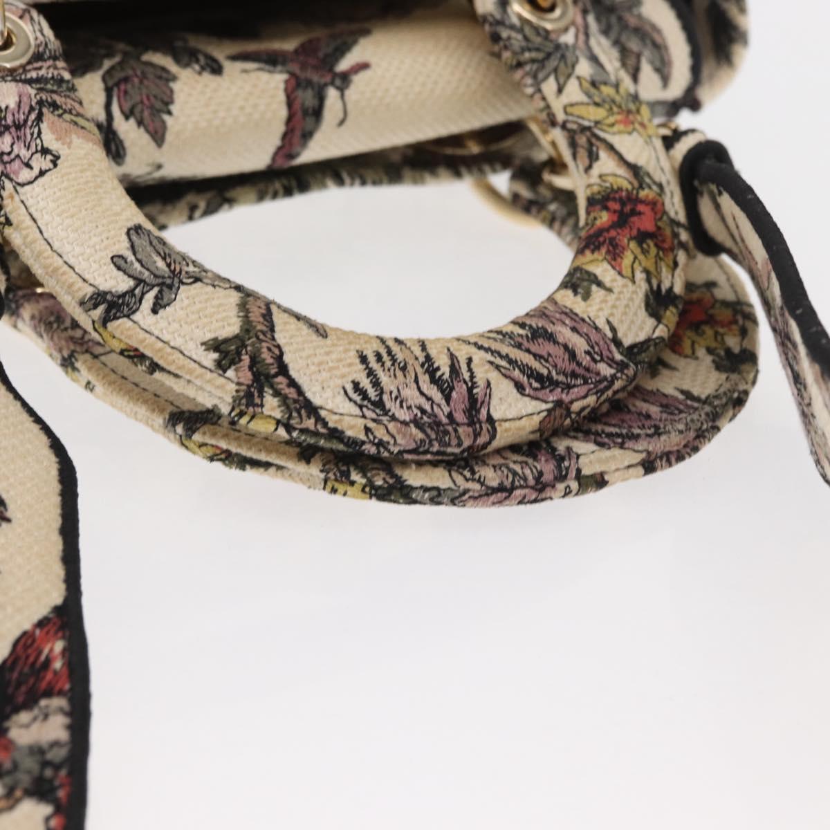 Christian Dior jardin Hand Bag Canvas 2way Beige Gold Auth bs31958