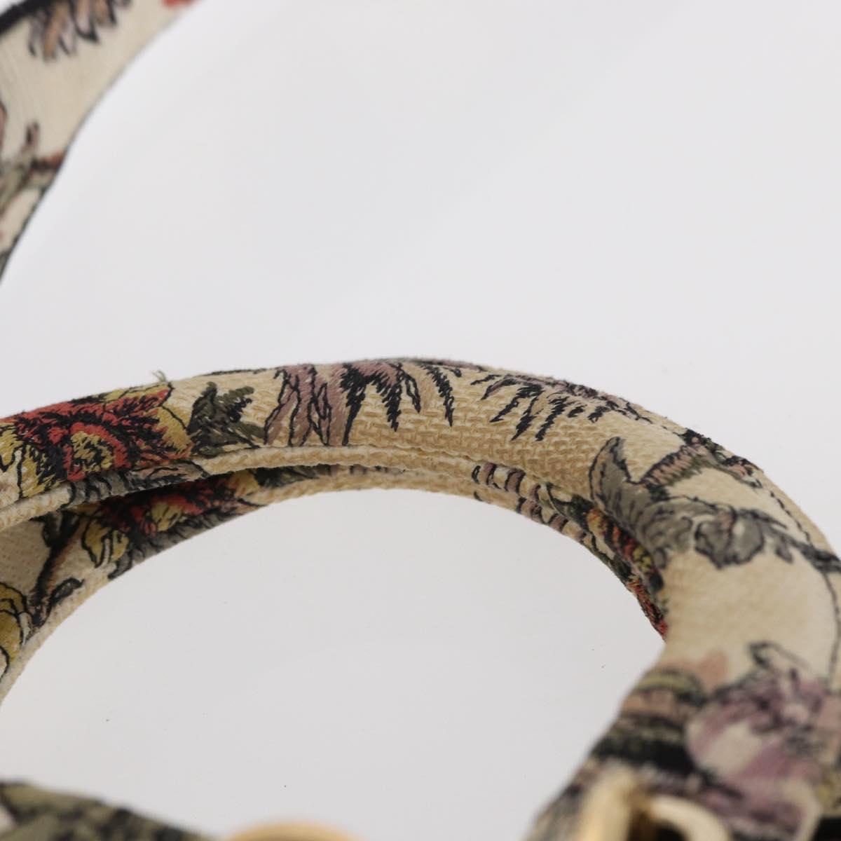 Christian Dior jardin Hand Bag Canvas 2way Beige Gold Auth bs31958