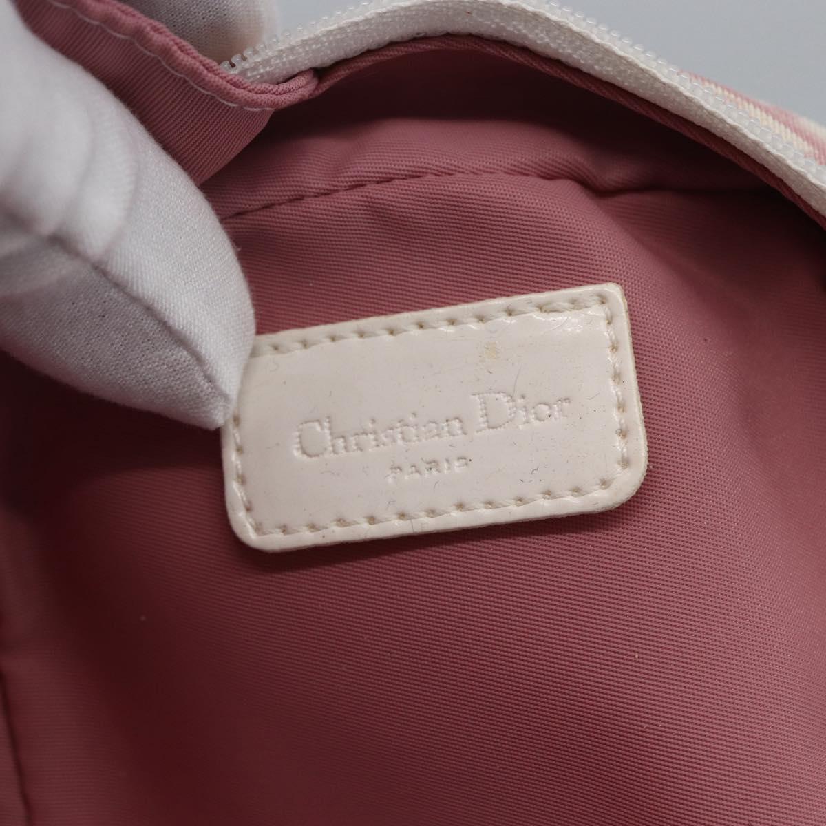 Christian Dior Trotter Canvas Pouch PVC Pink Silver Auth bs31965