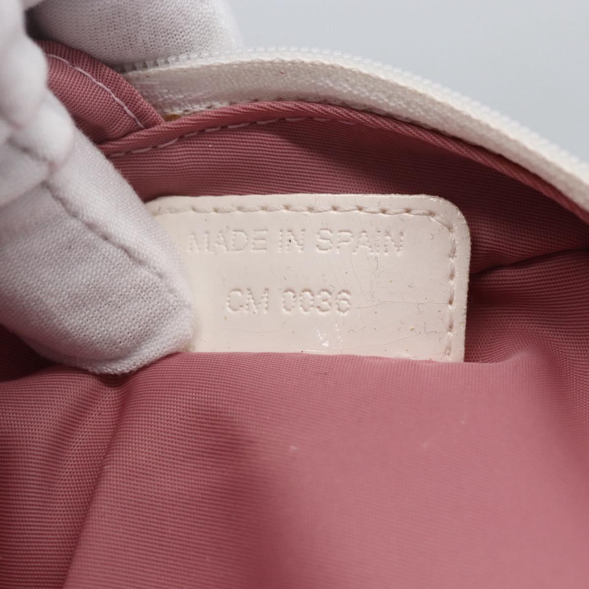 Christian Dior Trotter Canvas Pouch PVC Pink Silver Auth bs31965