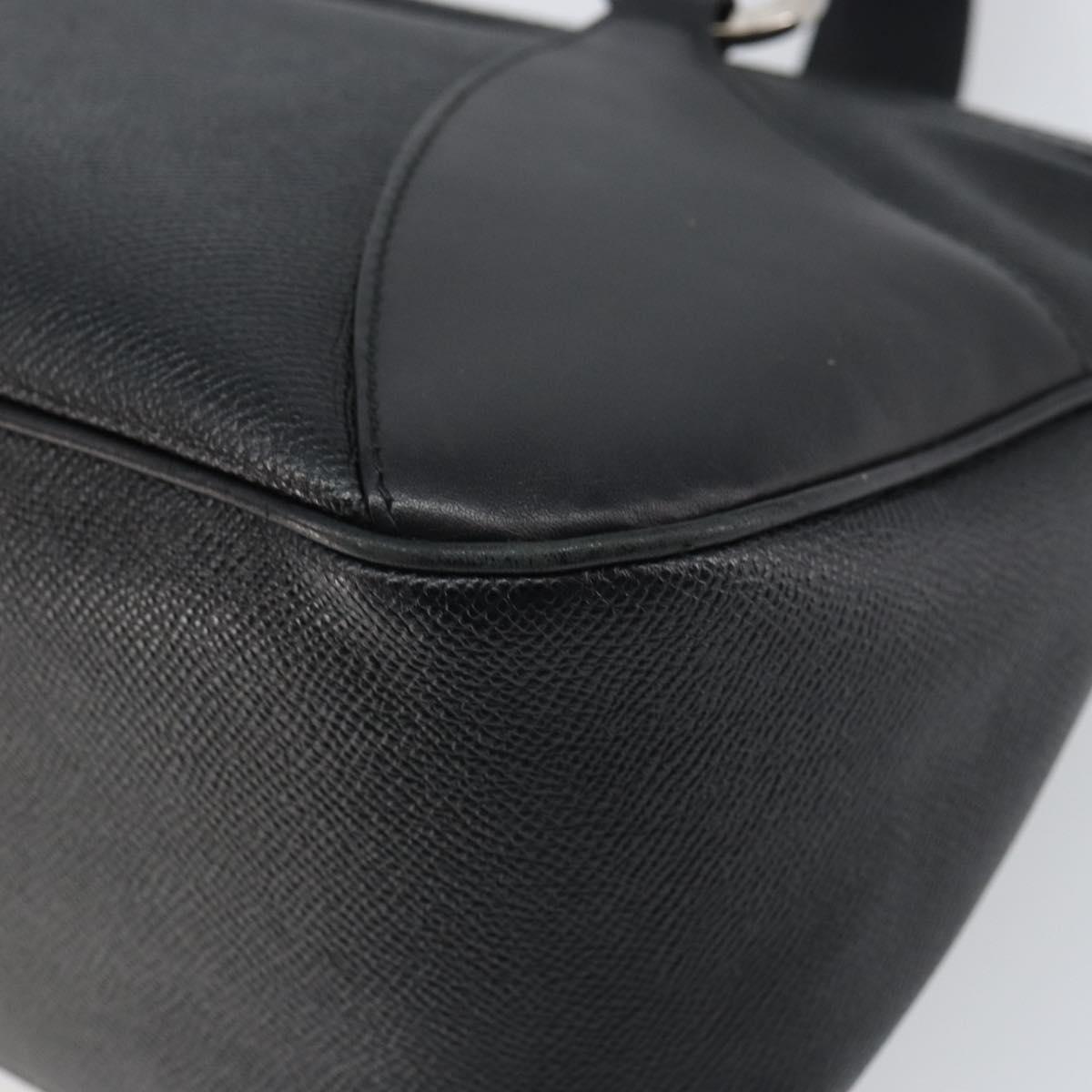 BVLGARI Hand Bag Leather Black Silver Auth bs31966