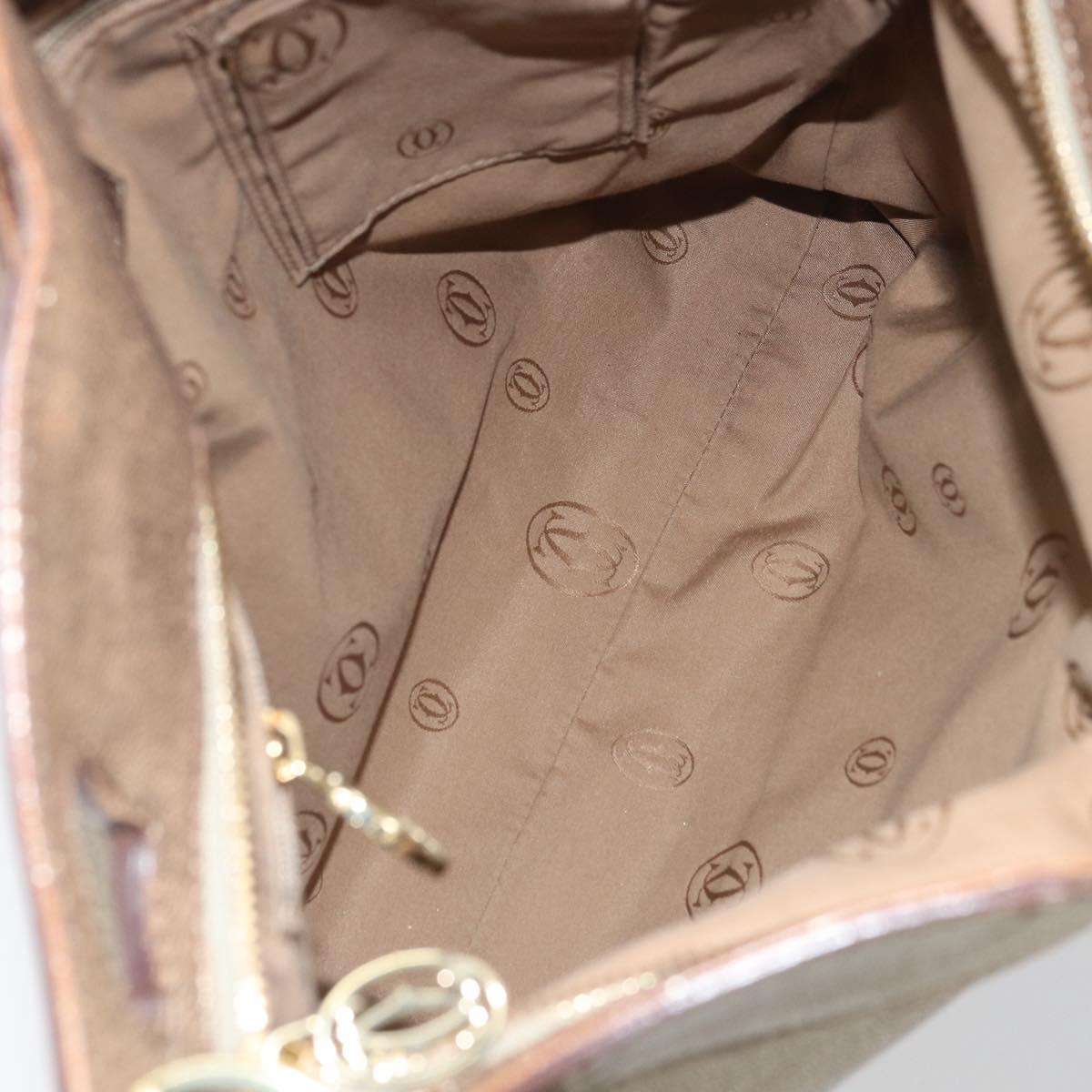 CARTIER Shoulder Bag Leather Gold Tone Auth bs31968