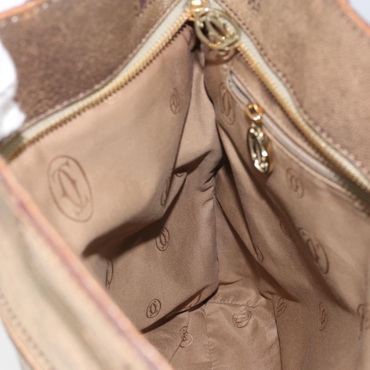 CARTIER Shoulder Bag Leather Gold Tone Auth bs31968