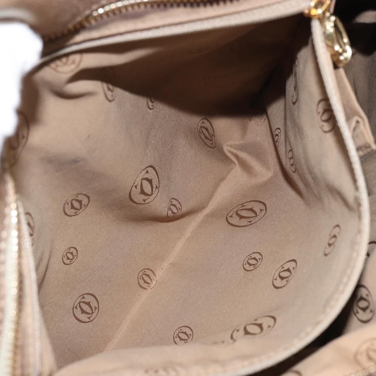 CARTIER Shoulder Bag Leather Gold Tone Auth bs31968