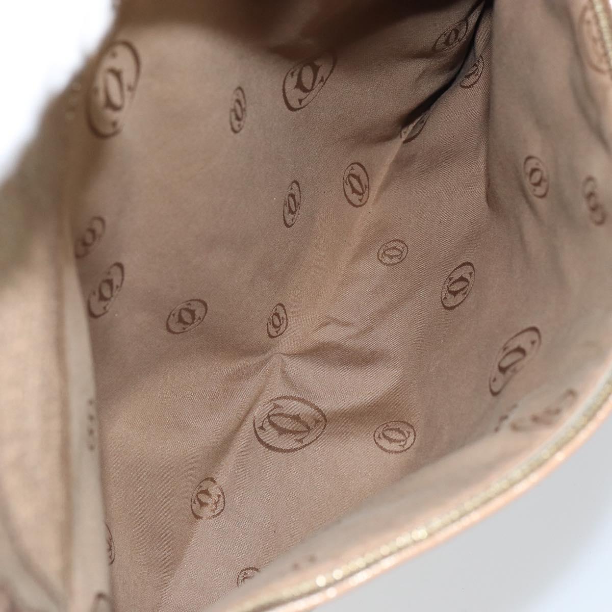 CARTIER Shoulder Bag Leather Gold Tone Auth bs31968