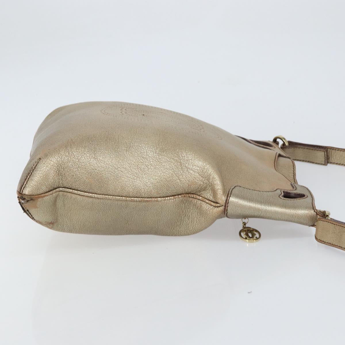 CARTIER Shoulder Bag Leather Gold Tone Auth bs31968