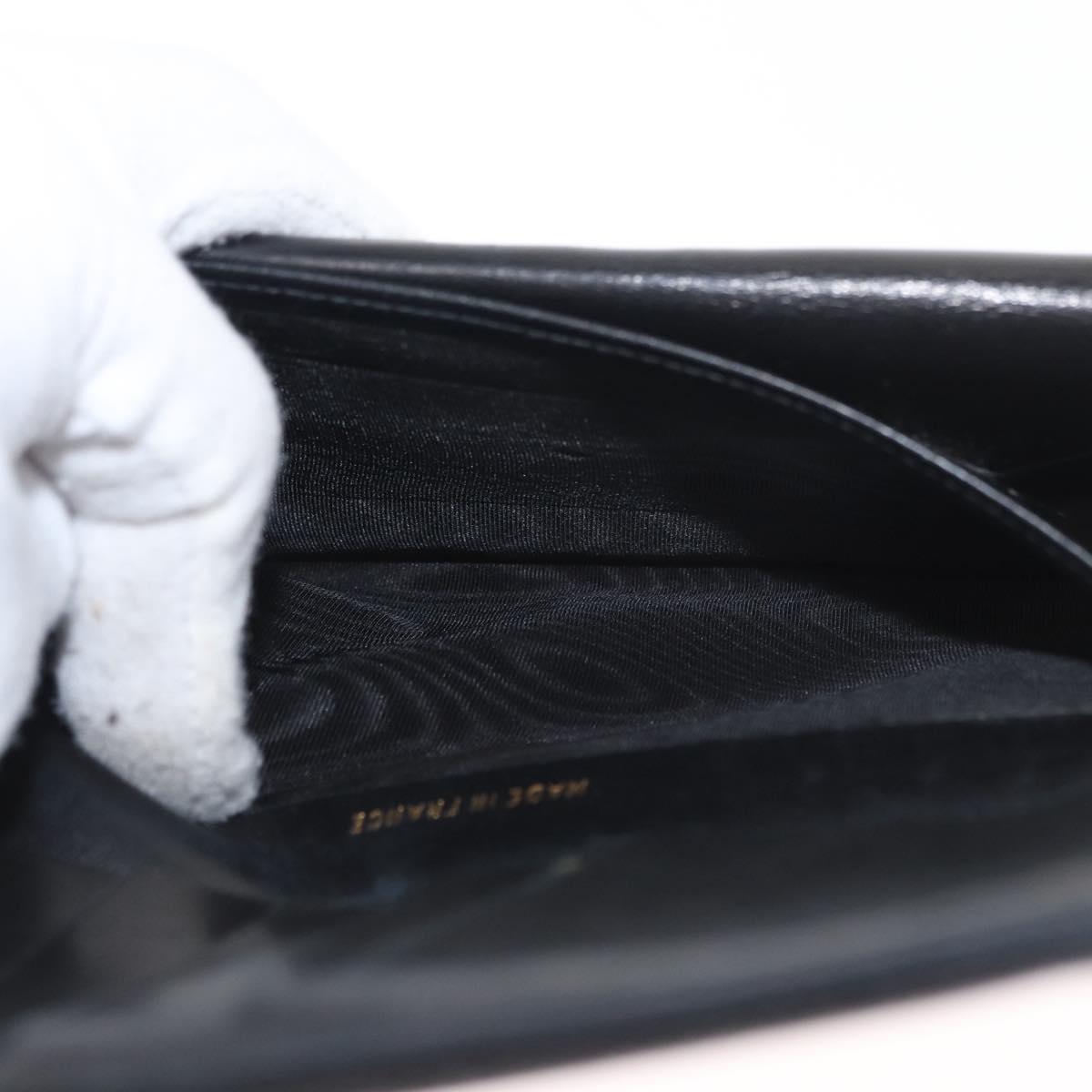 CHANEL Long Wallet Caviar Skin Black Gold CC Auth bs31972