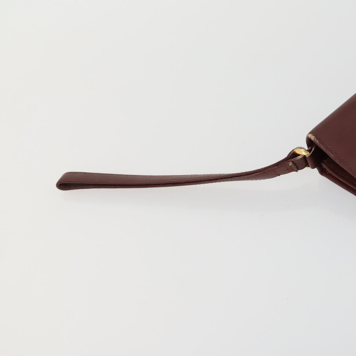 CARTIER Must Line Clutch Bag Leather 2 Set Bordeaux Auth bs31975
