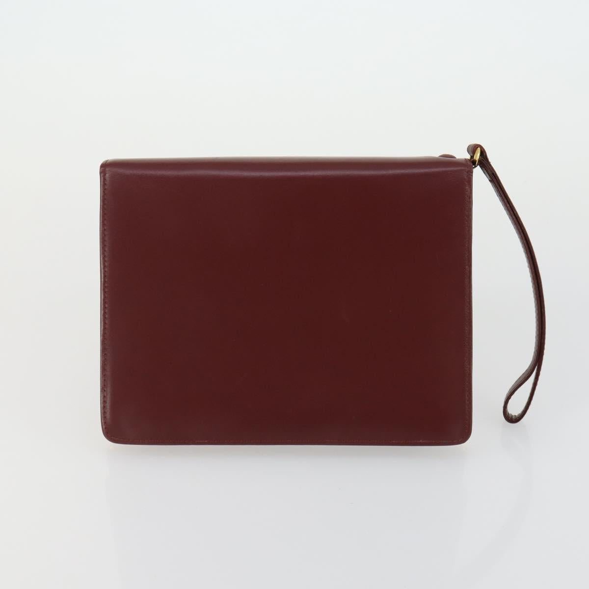 CARTIER Must Line Clutch Bag Leather 2 Set Bordeaux Auth bs31975