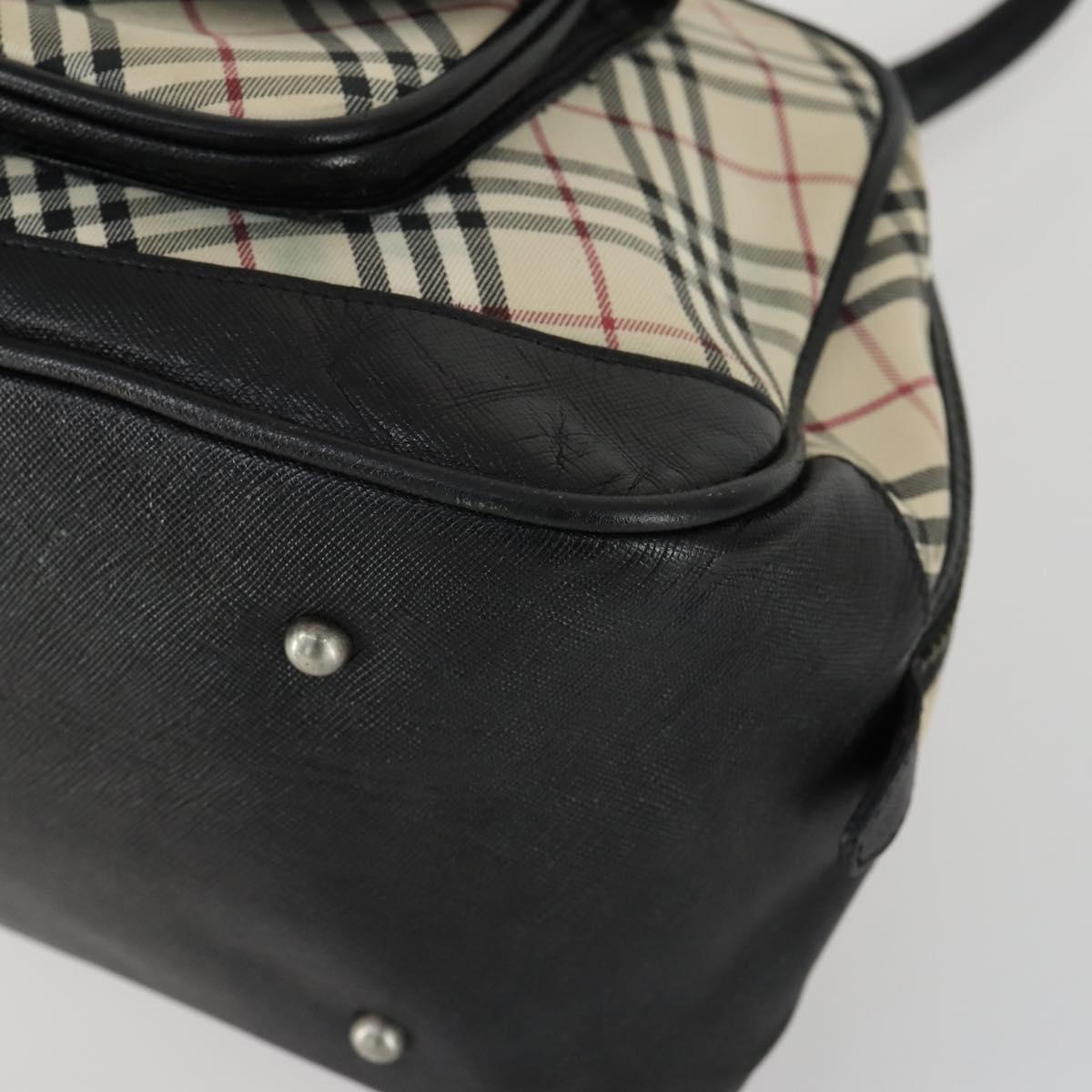 BURBERRY Nova Check Boston Bag Canvas Leather 2 Set Beige Auth bs31977