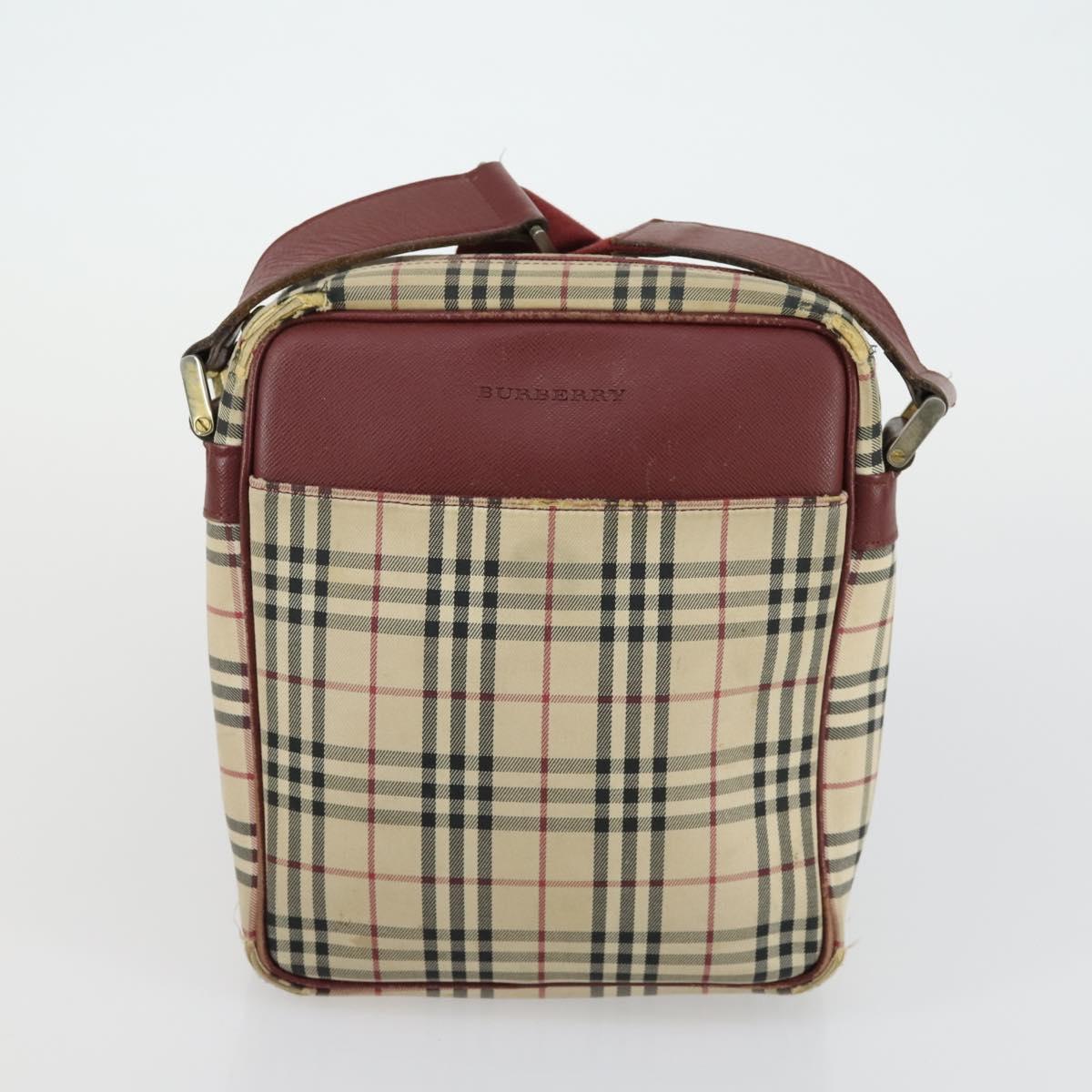 BURBERRY Nova Check Shoulder Bag Nylon Canvas 5 Set Yellow Beige Auth bs31981