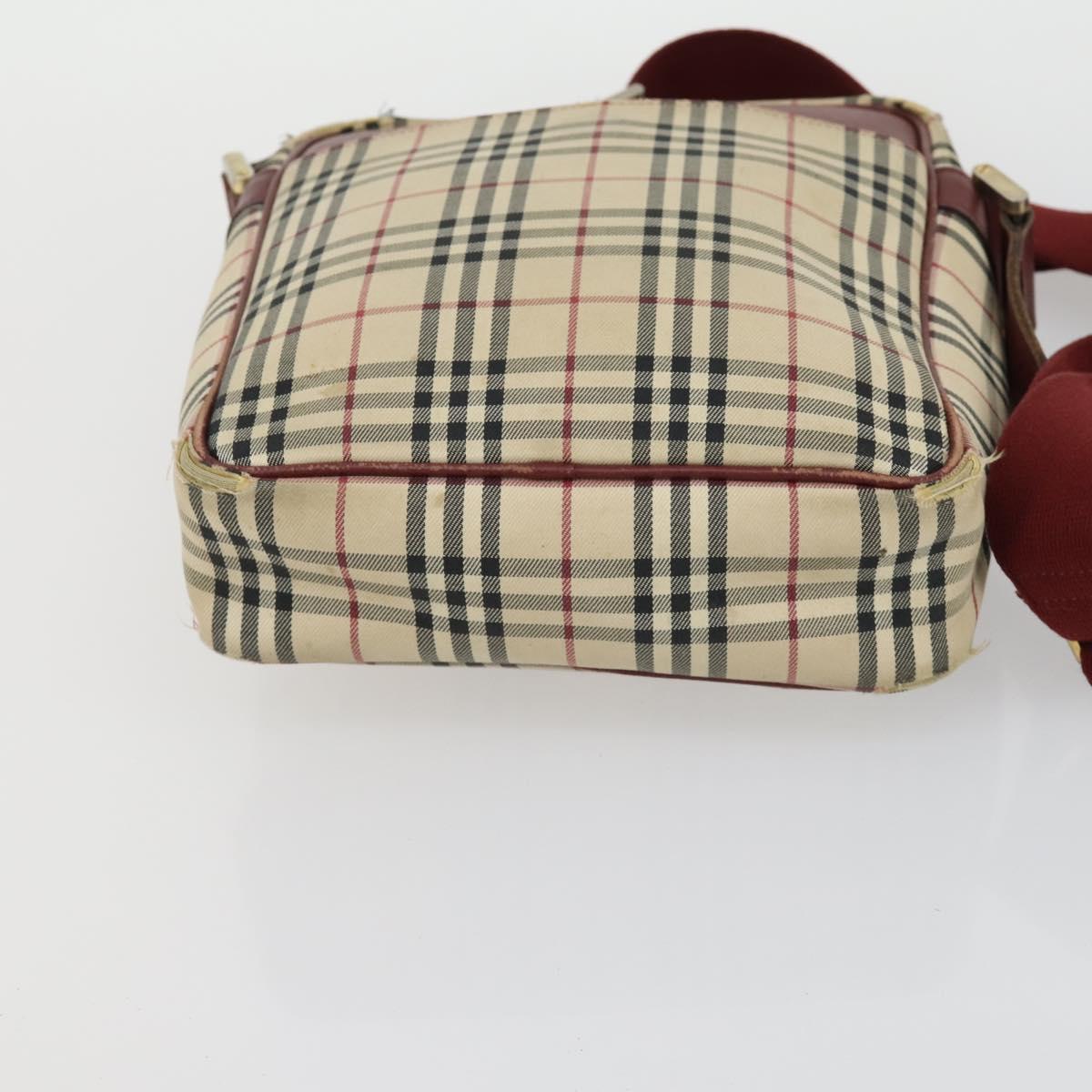 BURBERRY Nova Check Shoulder Bag Nylon Canvas 5 Set Yellow Beige Auth bs31981