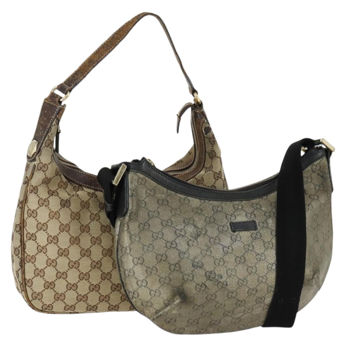 GUCCI GG Canvas Shoulder Bag 2 Set Beige Auth bs31982