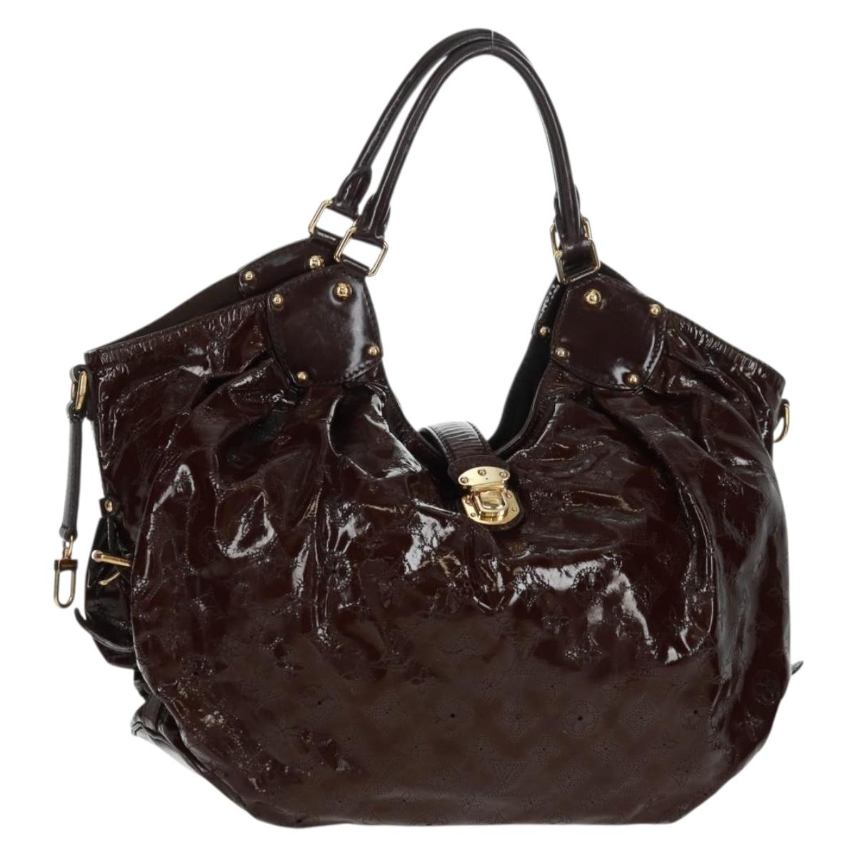 LOUIS VUITTON Mahina Surya XL Tote Bag Enamel Brown M95797 LV Auth bs32025
