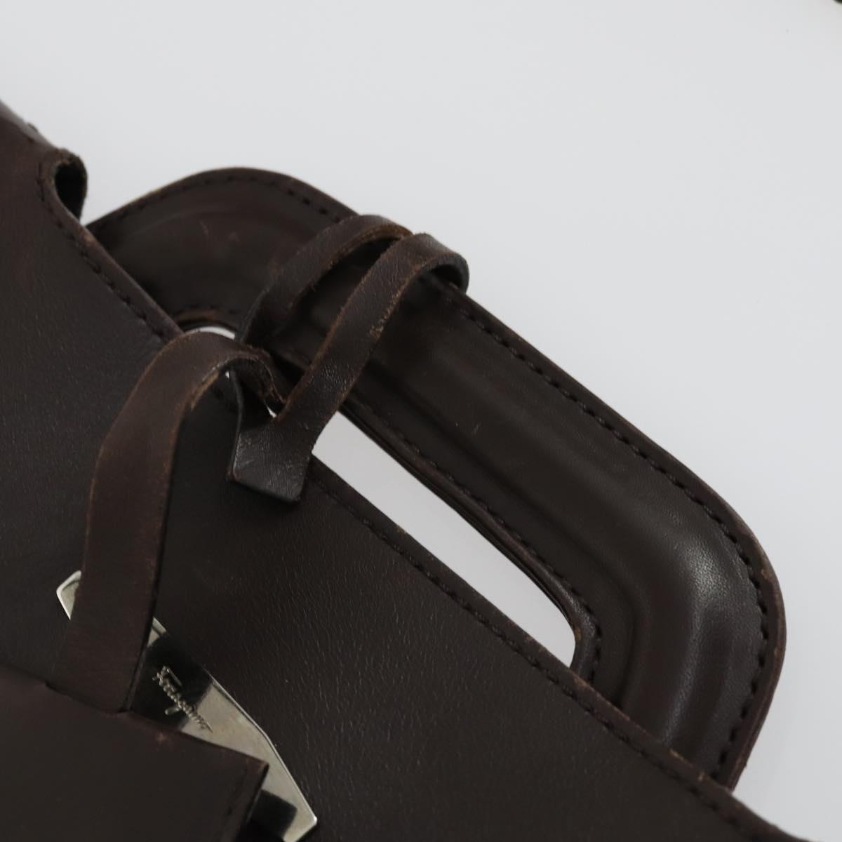 Salvatore Ferragamo Garment Cover Leather Brown Silver Auth bs32033