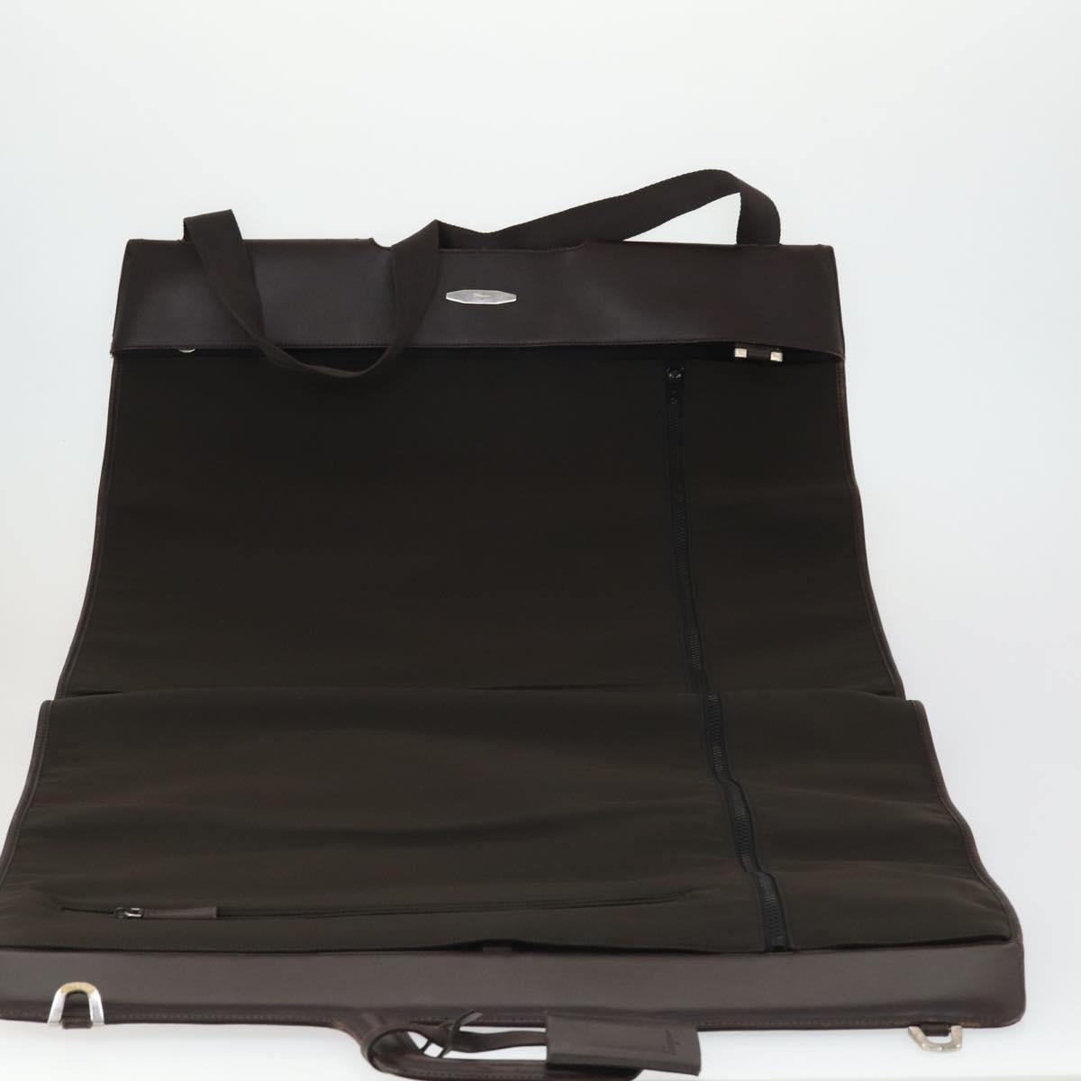 Salvatore Ferragamo Garment Cover Leather Brown Silver Auth bs32033