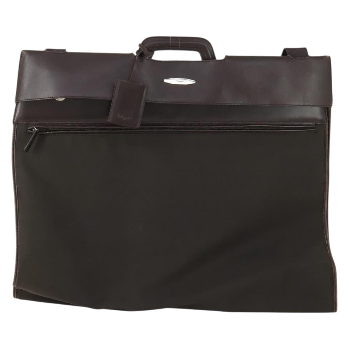 Salvatore Ferragamo Garment Cover Leather Brown Silver Auth bs32033