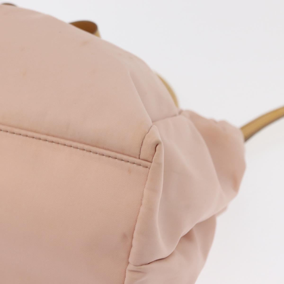 Salvatore Ferragamo Vala Hand Bag Nylon 2way Pink Gold Auth bs32036