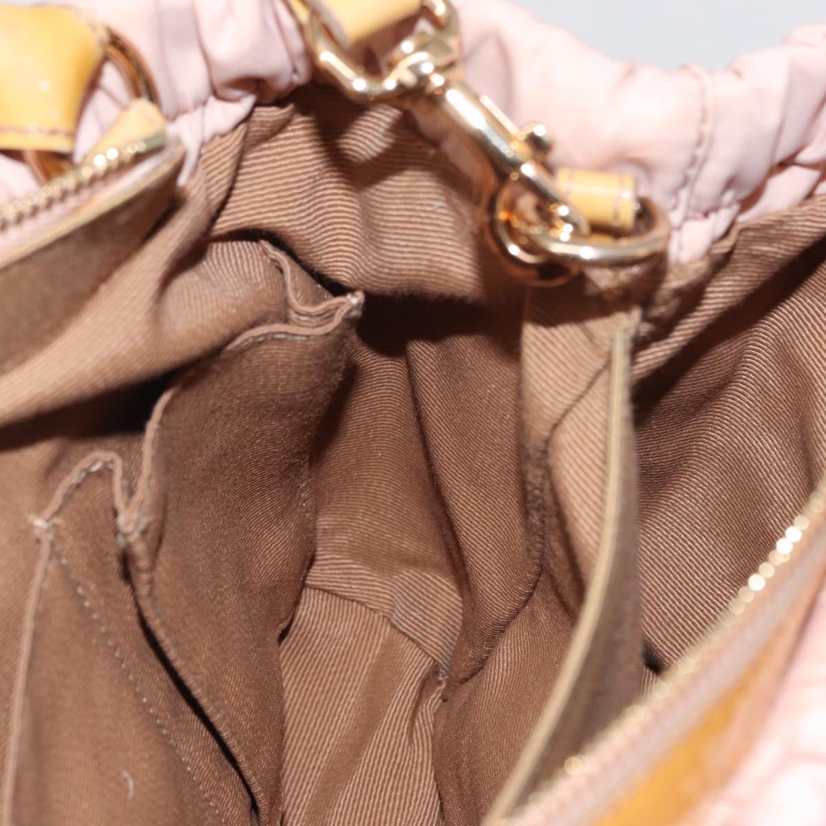 Salvatore Ferragamo Vala Hand Bag Nylon 2way Pink Gold Auth bs32036