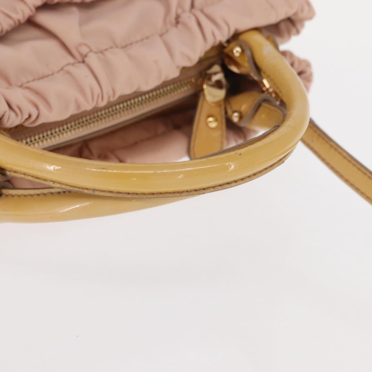 Salvatore Ferragamo Vala Hand Bag Nylon 2way Pink Gold Auth bs32036