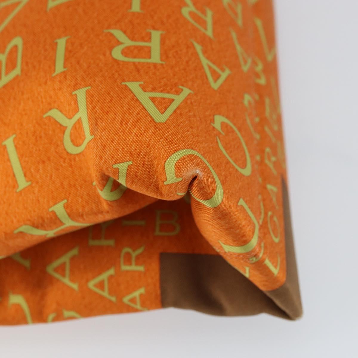 BVLGARI Tote Bag Nylon Leather Orange Gold Auth bs32037