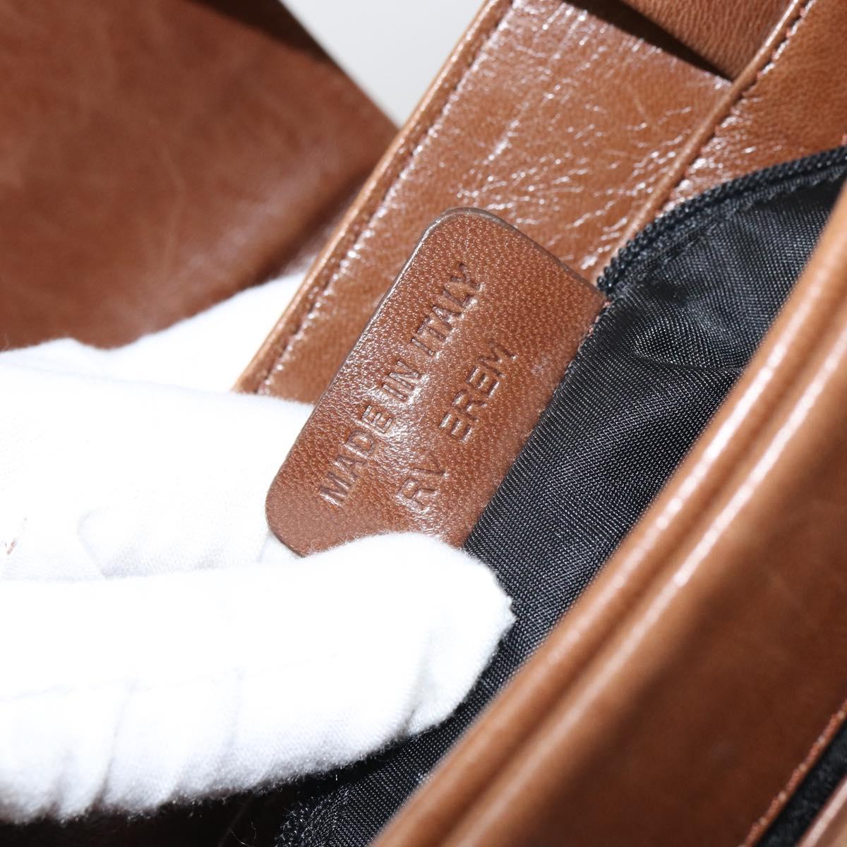 BVLGARI Tote Bag Nylon Leather Orange Gold Auth bs32037