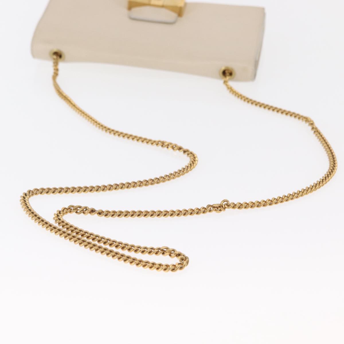 Chloe Chain Shoulder Bag Leather Beige Gold Auth bs32038