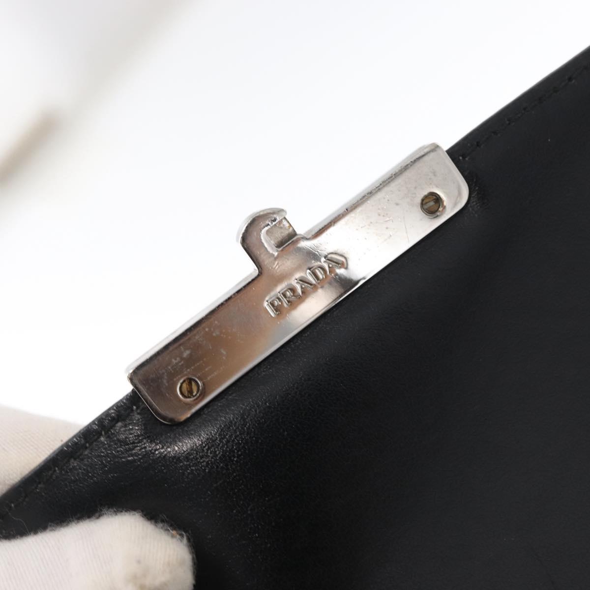 PRADA Chain Shoulder Bag Leather White Silver Auth bs32042