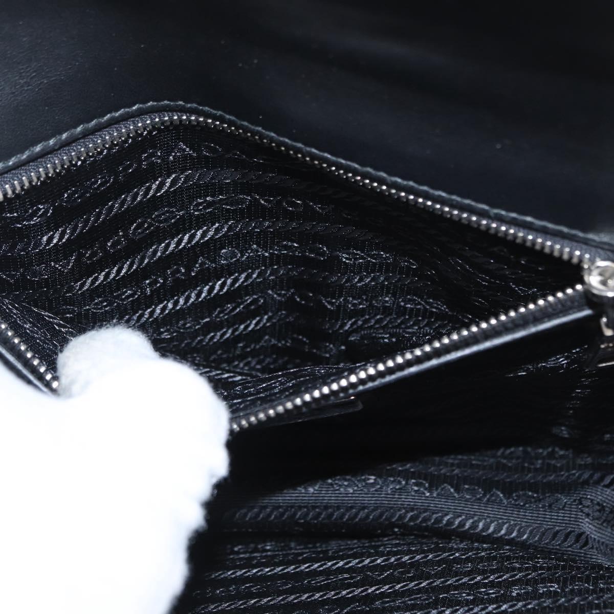 PRADA Chain Shoulder Bag Leather White Silver Auth bs32042