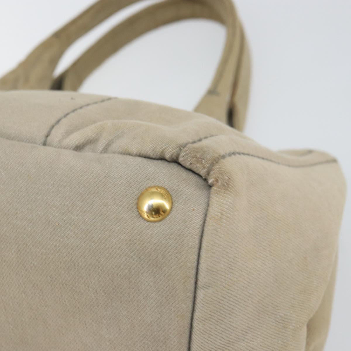 PRADA Kanapa MM Tote Bag Canvas Beige Gold Auth bs32043