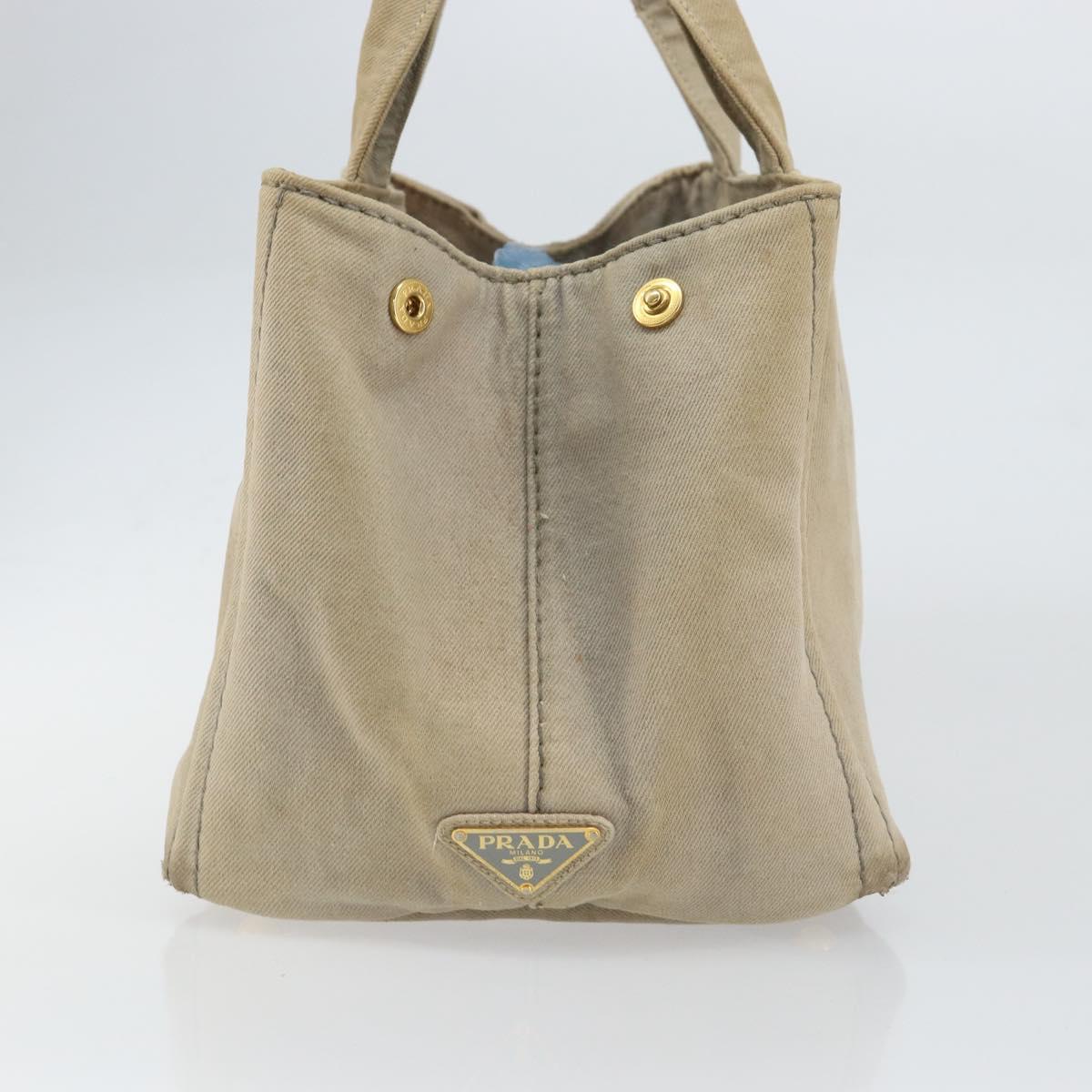 PRADA Kanapa MM Tote Bag Canvas Beige Gold Auth bs32043