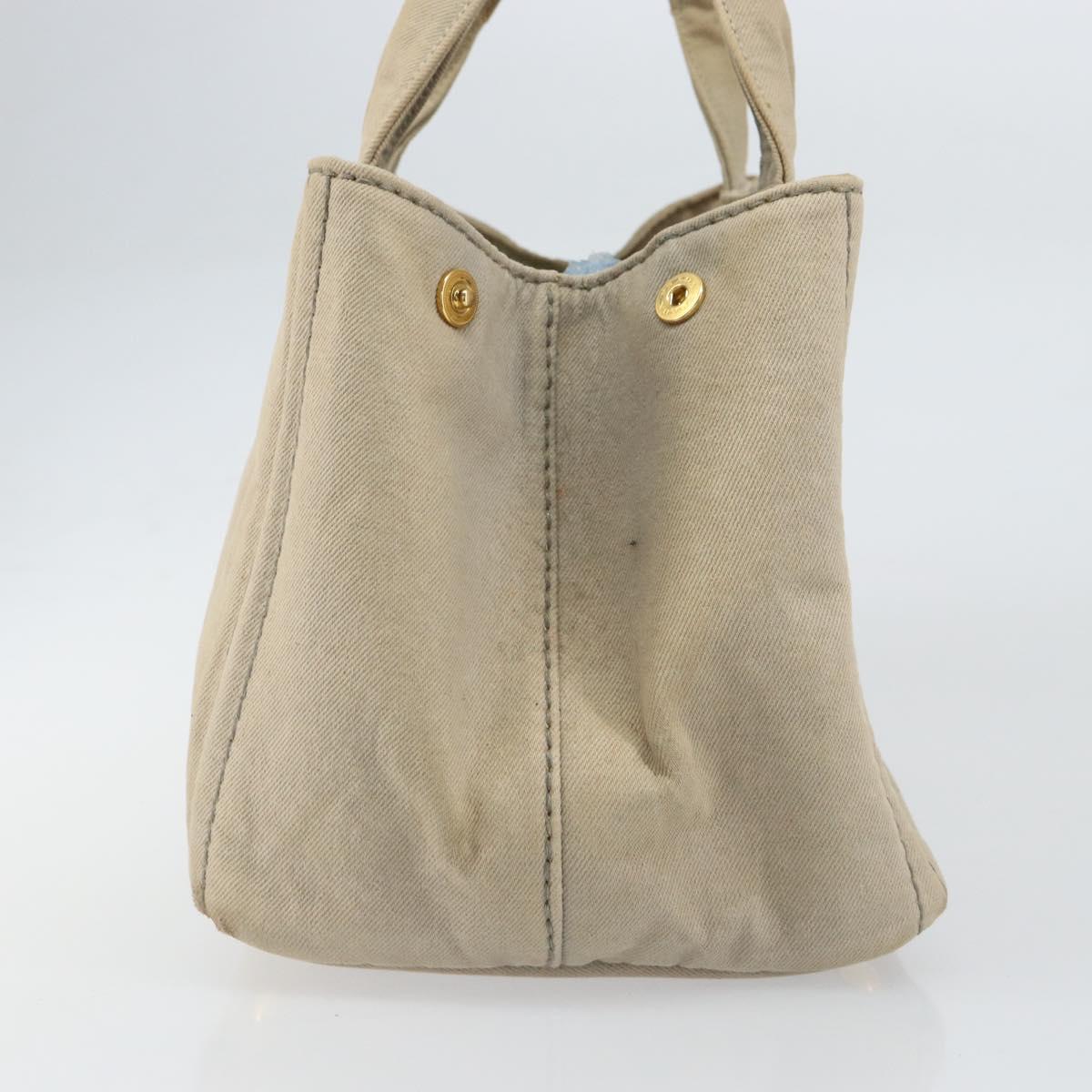 PRADA Kanapa MM Tote Bag Canvas Beige Gold Auth bs32043