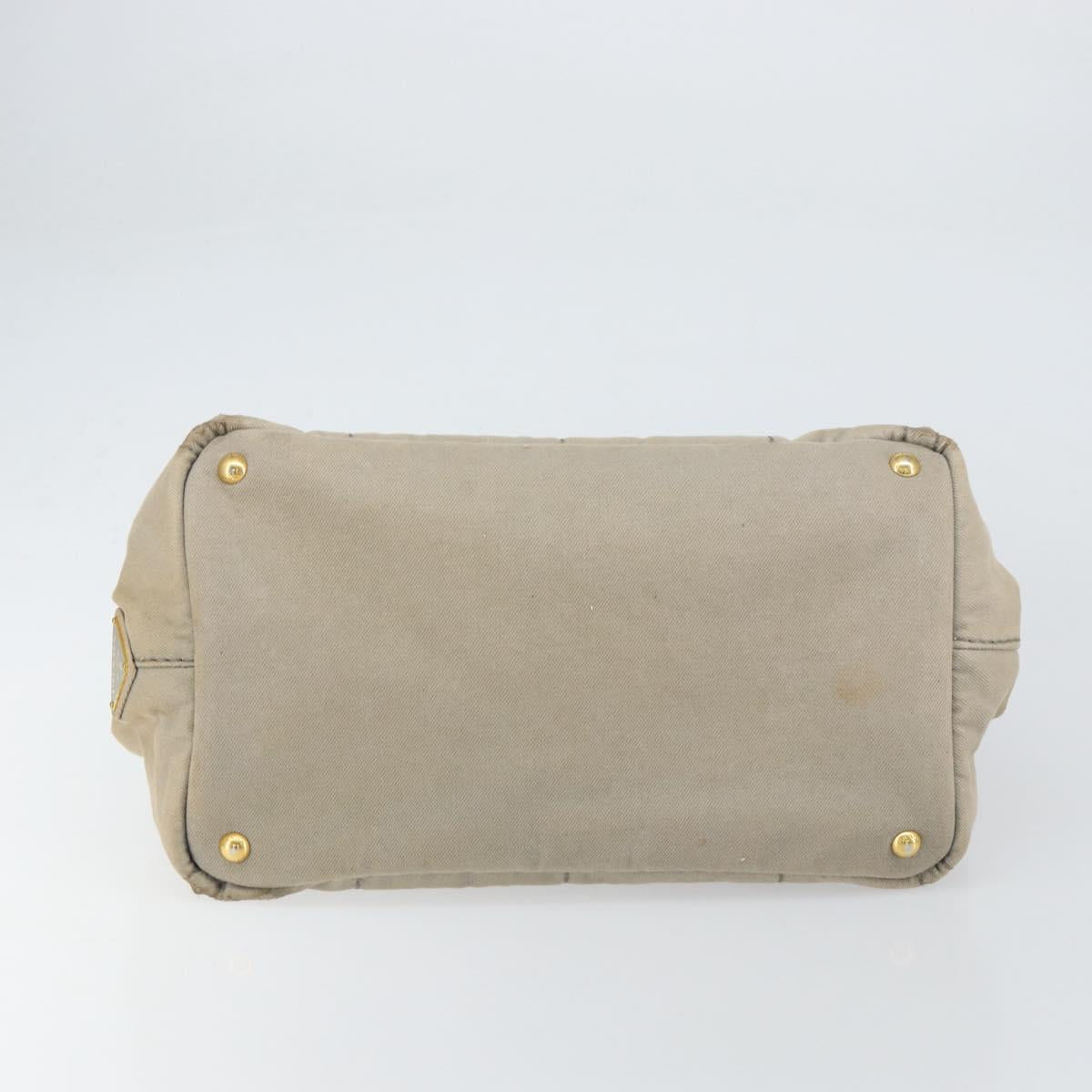 PRADA Kanapa MM Tote Bag Canvas Beige Gold Auth bs32043