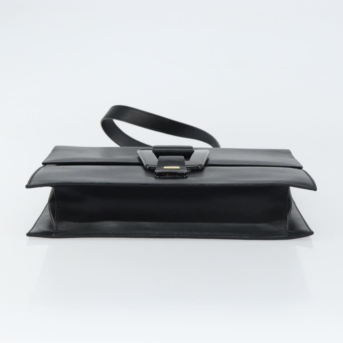 GUCCI Shoulder Bag Leather outlet Black Silver Auth bs32045