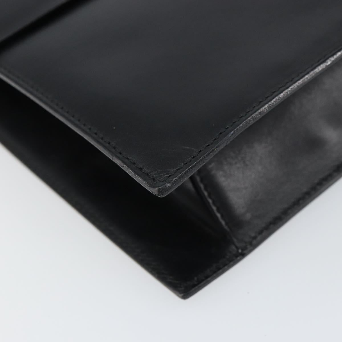 GUCCI Shoulder Bag Leather outlet Black Silver Auth bs32045