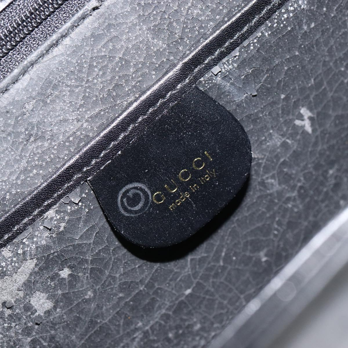 GUCCI Shoulder Bag Leather outlet Black Silver Auth bs32045