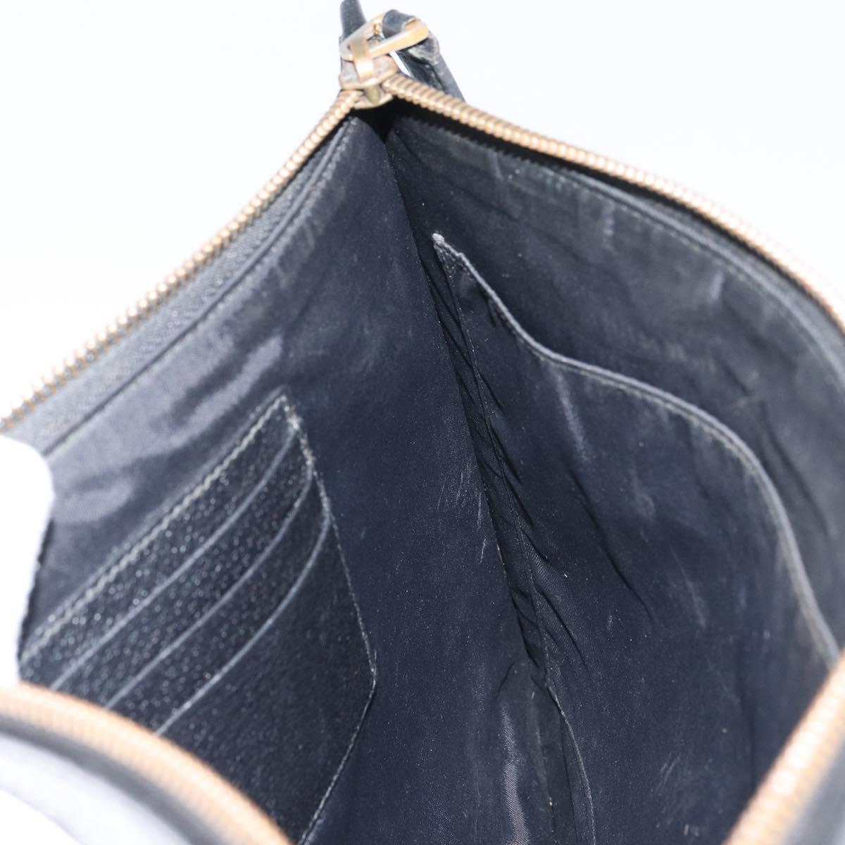 GUCCI Web Sherry Line Clutch Bag Leather Black Gold 428758 Auth bs32046