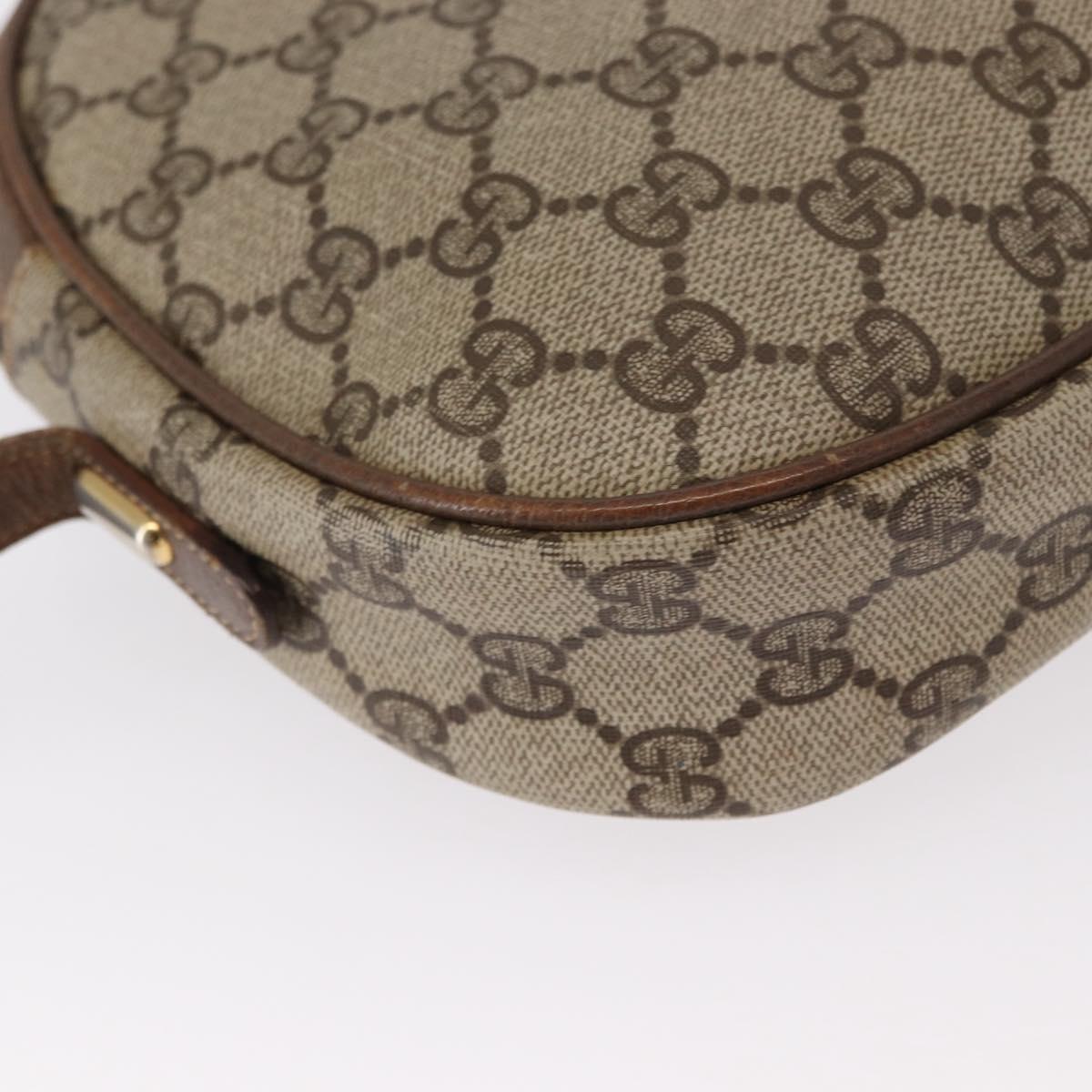 GUCCI GG Supreme Web Sherry Line Shoulder Bag PVC Beige Gold Auth bs32048