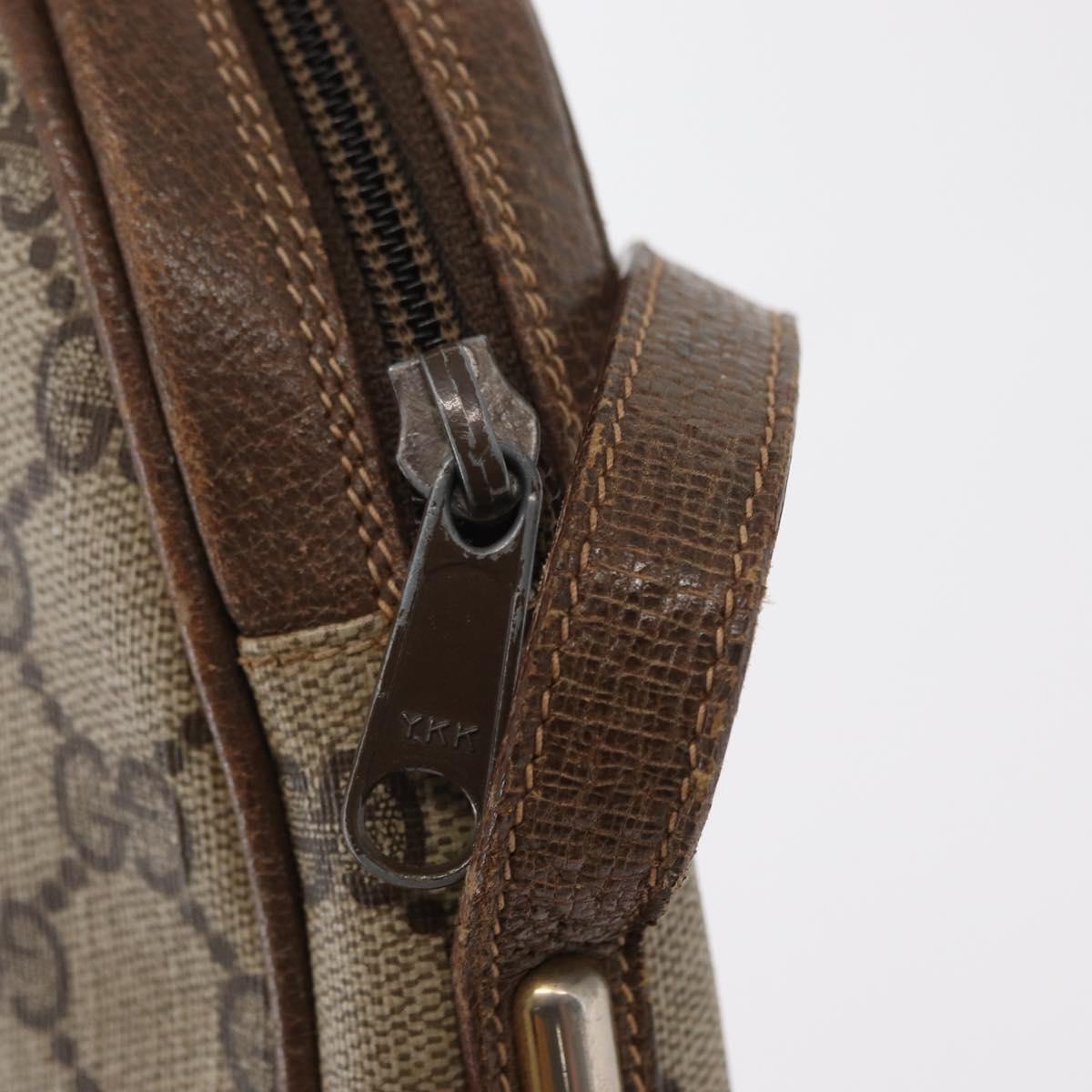 GUCCI GG Supreme Web Sherry Line Shoulder Bag PVC Beige Gold Auth bs32048