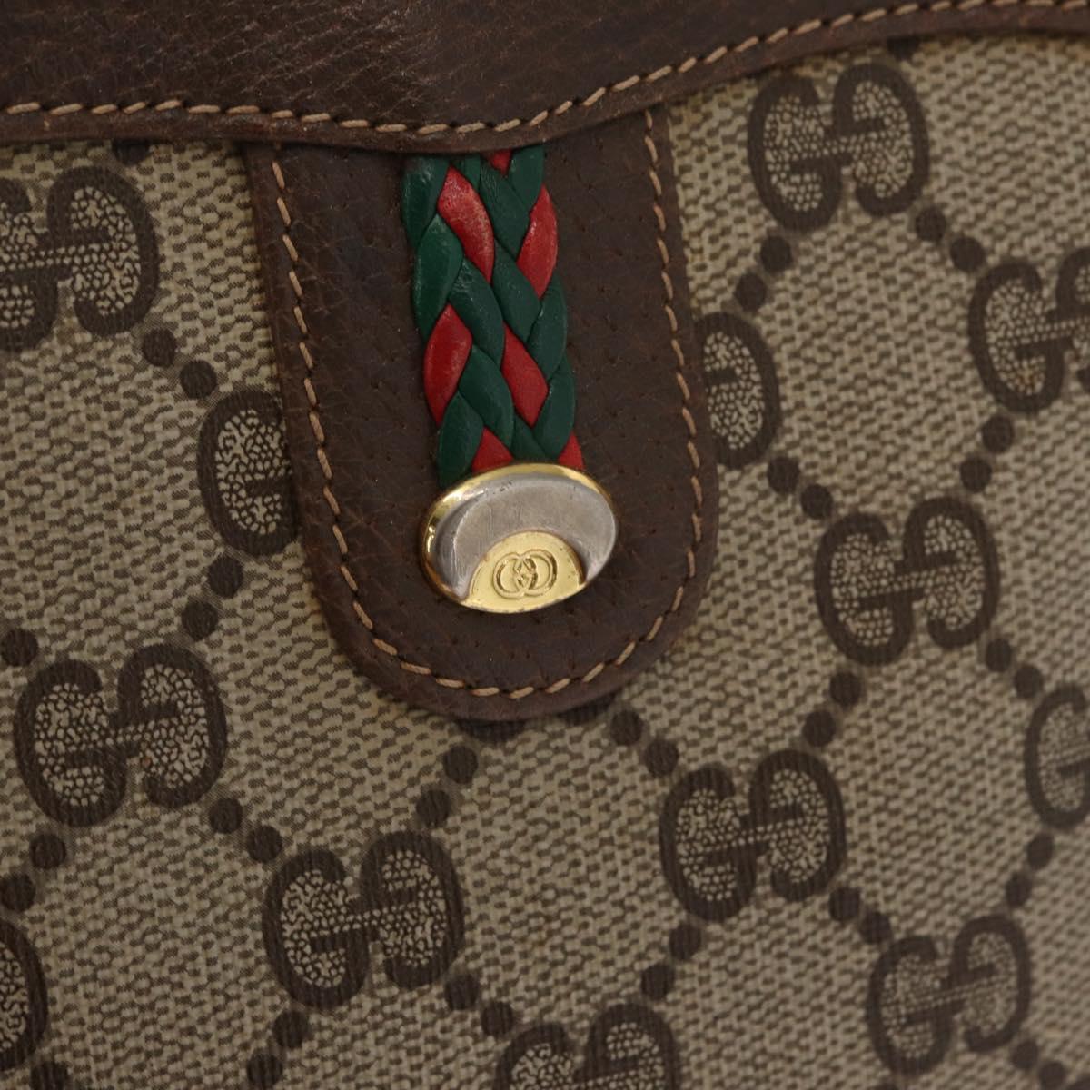 GUCCI GG Supreme Web Sherry Line Shoulder Bag PVC Beige Gold Auth bs32048